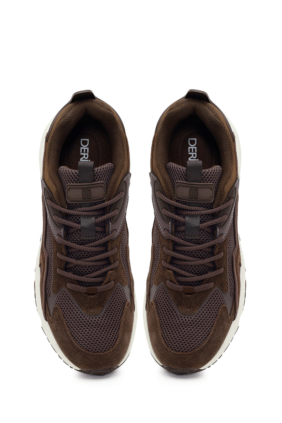 Erkek Kahverengi Bağcıklı Kalın Tabanlı Deri Sneaker