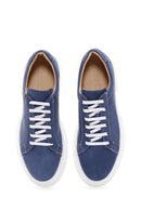 Men's Navy Blue Nubuck Leather Sneaker | Derimod