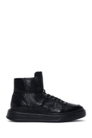 Men's Black Leather High Top Sneaker | Derimod