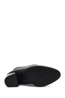 Woman Black Zip Closure Chunky Heeled Leather Boots | Derimod