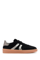 Woman Black Lace-Up Suede Leather Sneakers | Derimod