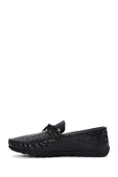 Men's Black Crocodile Leather Tasseled Loafer | Derimod