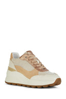 Geox Women's Beige Spherica Ec13 Thick Soled Lace-up Leather Sneaker | Derimod