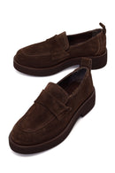 Kadın Koyu Vizon Süet Deri Maskülen Loafer | Derimod