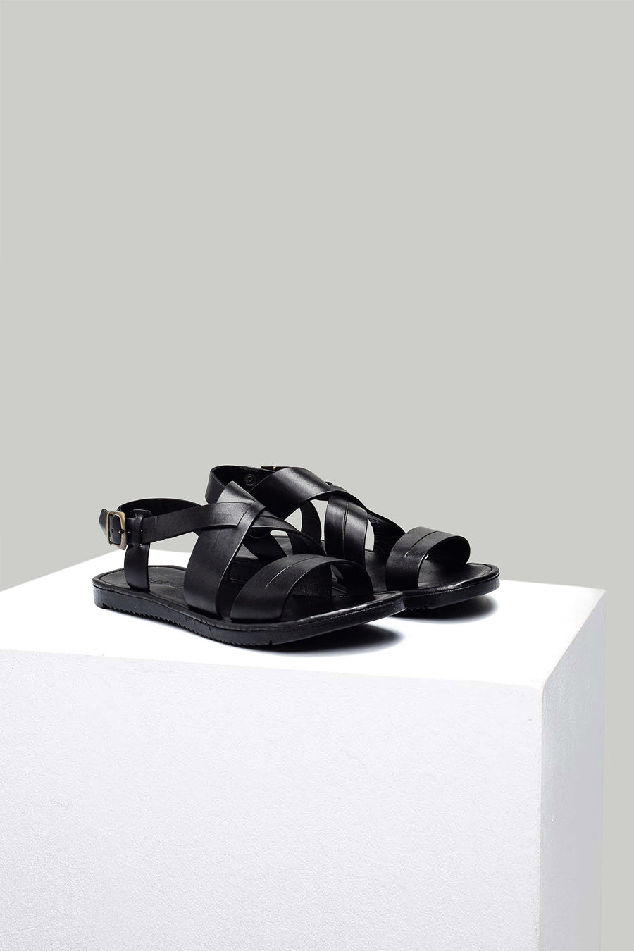 Black Men's Leather Sandals