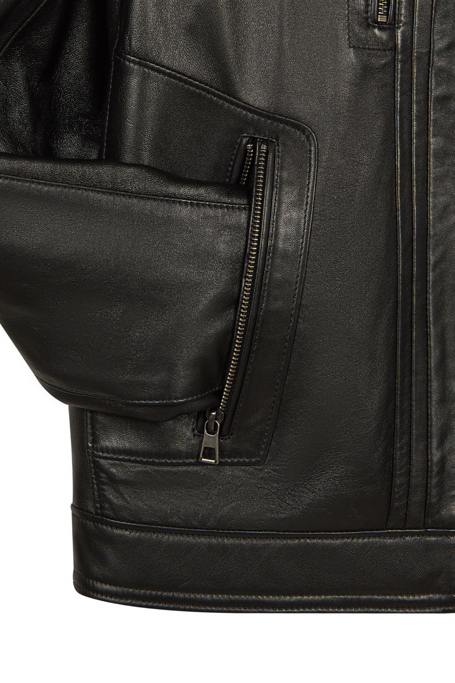 Calvin Male Black Mandarin Collar Leather Jacket