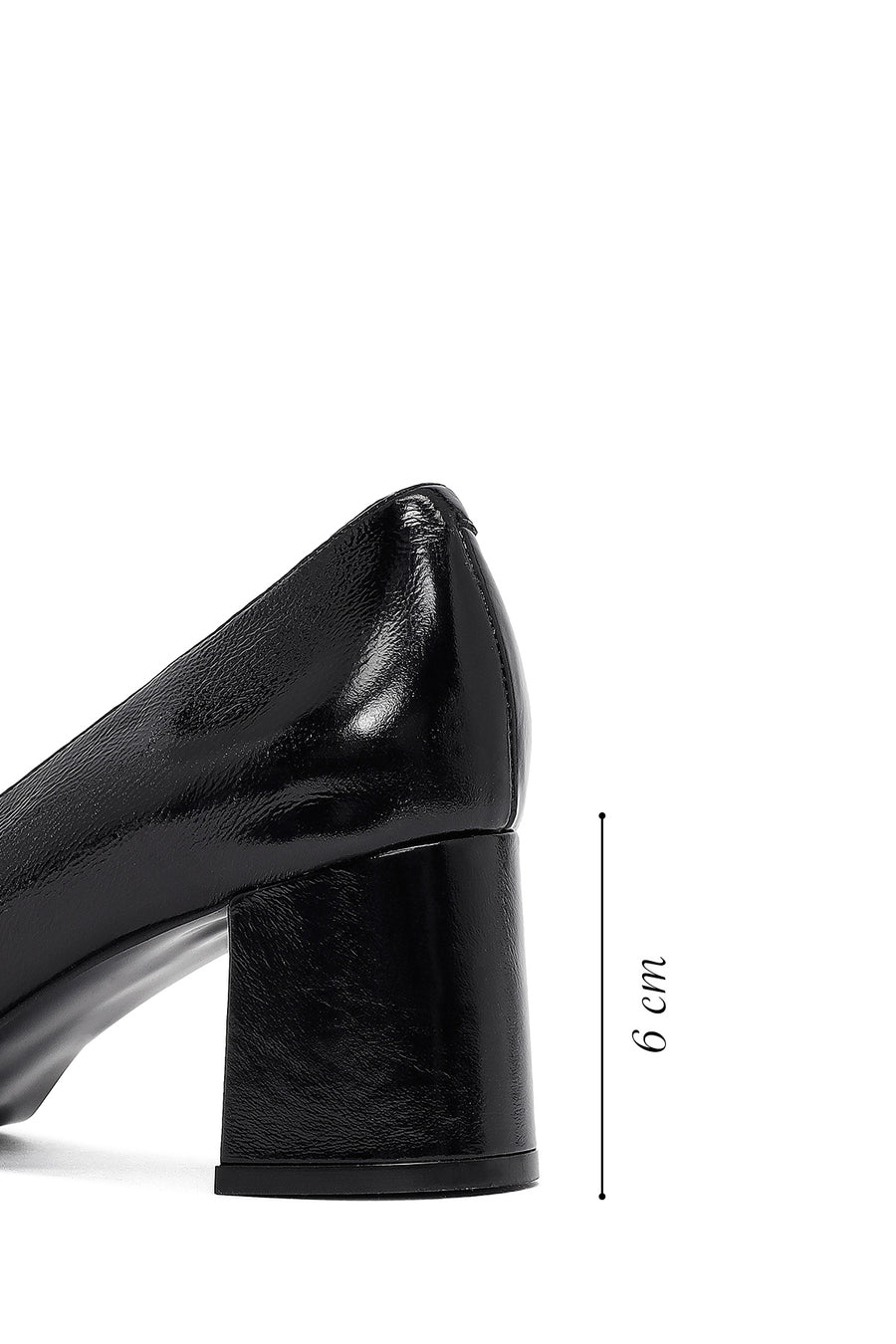 Woman Black Thick-heeled Leather Shoes