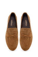 Women's Tan Suede Leather Masculine Loafer | Derimod
