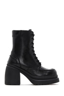 Women's Black Leather Platform Heeled Boots | Derimod