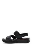 Women's Black Leather Comfort Sandals | Derimod