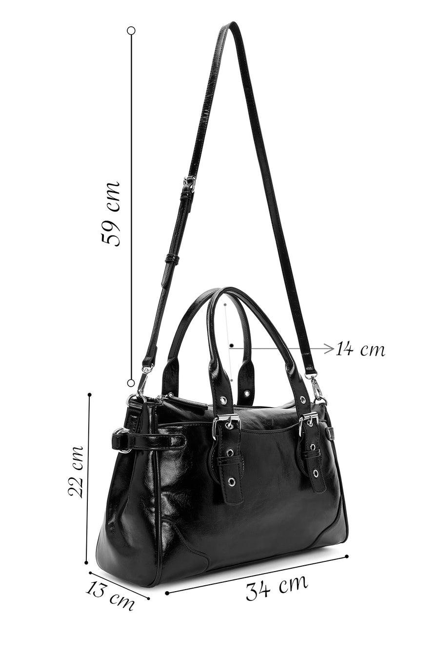 Women's Black Long Strap Casual Shoulder Bag