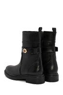 Women's Black Zippered Leather Boots | Derimod