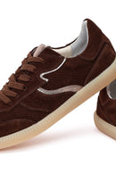 Kadın Kahverengi Bağcıklı Süet Deri Sneaker | Derimod
