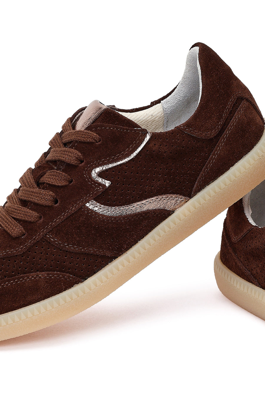 Women's Brown Lace-up Suede Leather Sneaker