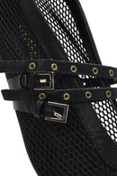 Women's Black Buckled Mesh Fabric Ballerinas | Derimod