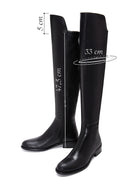 Women's Black Zippered Leather Boots | Derimod