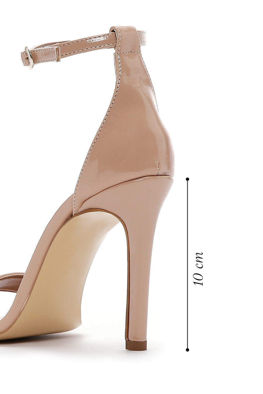 Women's Beige Leather Patent Leather Heeled Sandals