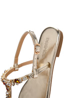 Women's Gold Ankle Strap Stone Sandals | Derimod