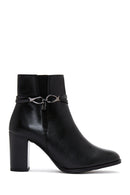 Women's Black Buckle Thick Heeled Classic Boots | Derimod