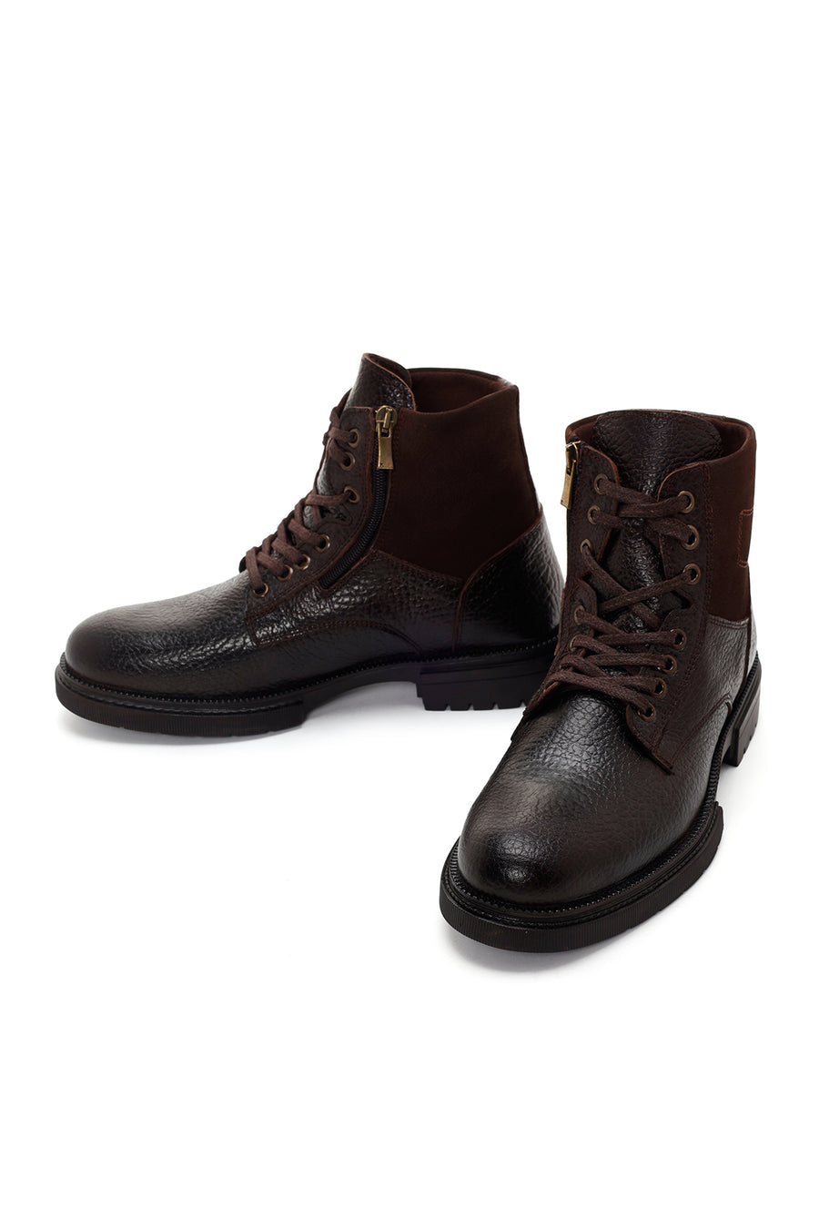 Men's Brown Zippered Casual Boots