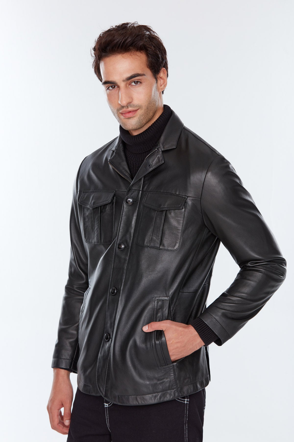 Immobile Men's Leather Jacket 22WGD6439U4 | Derimod