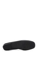 Women's Black Buckle Detailed Leather Ballerinas | Derimod