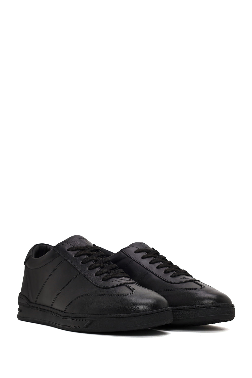 Erkek Siyah Bağcıklı Deri Casual Sneaker