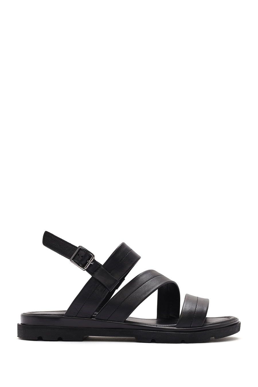 Women's Black Leather Ankle Buckle Sandals 25SFD341718 | Derimod
