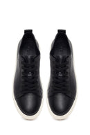 Erkek Siyah Bağcıklı Deri Sneaker | Derimod