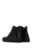 Women's Black Leather Zippered Boots | Derimod