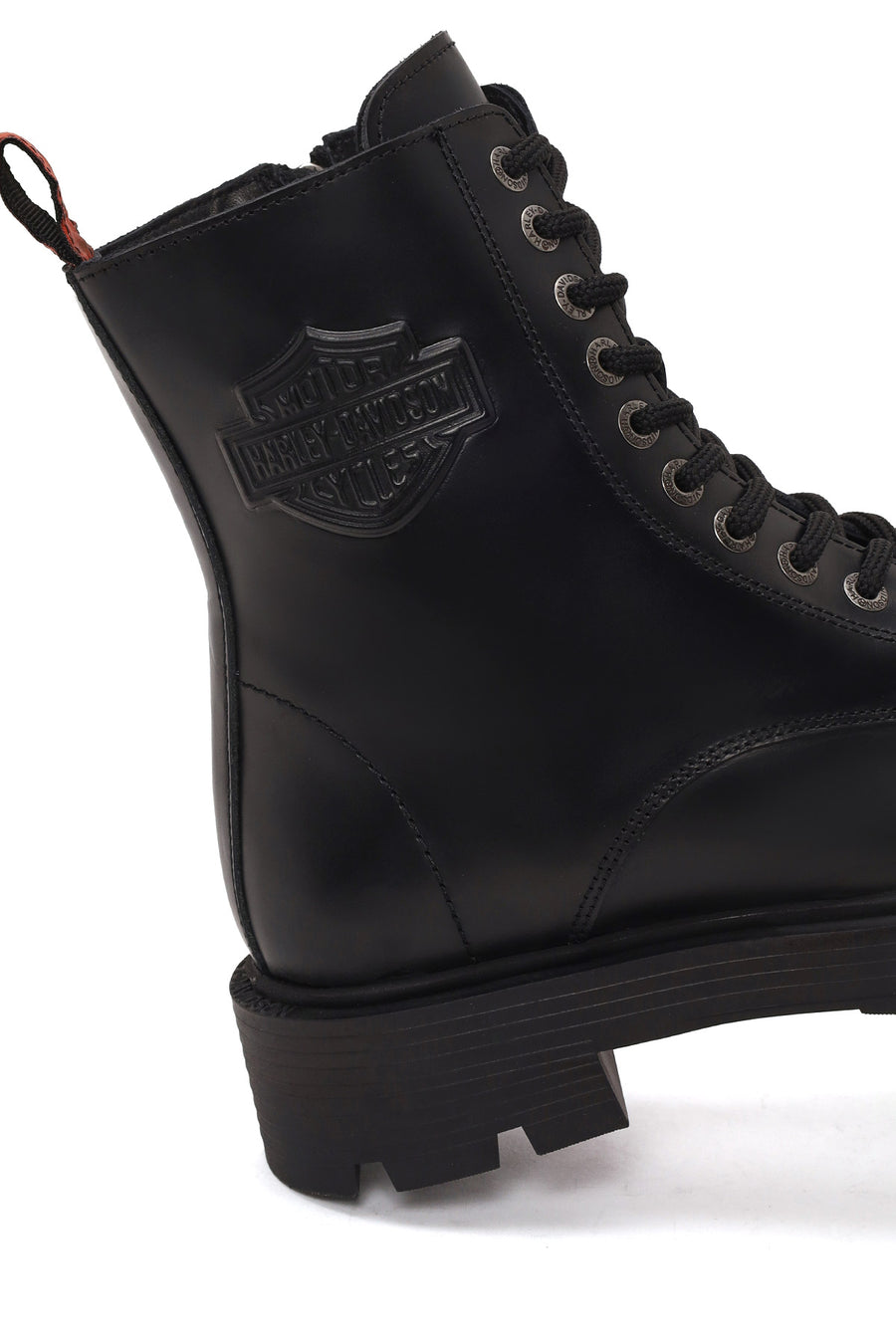 Harley Davidson Woman Black Cree Zip Closure Leather Combat Boots