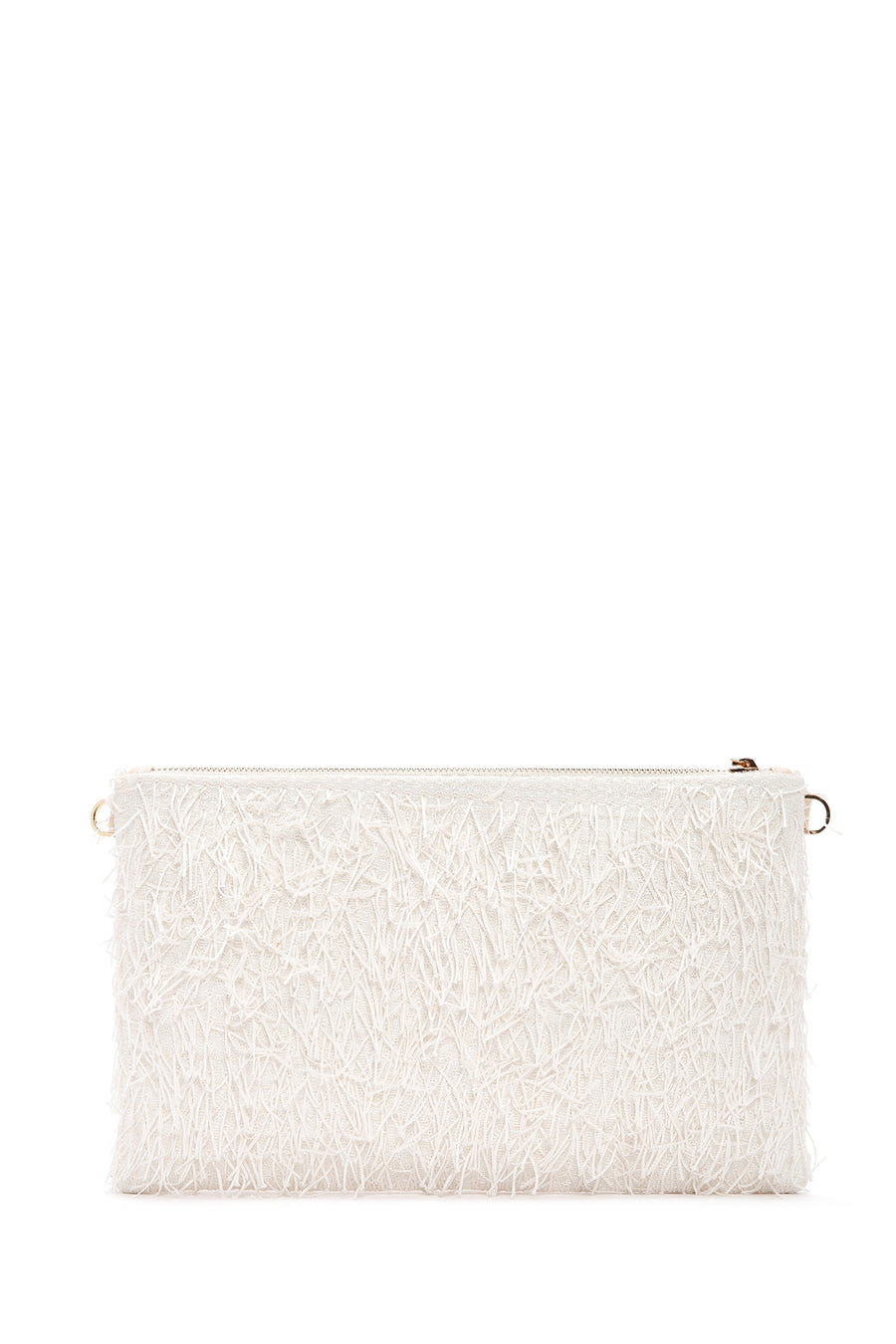 Women's White Long Chain Strap Clutch Bag
