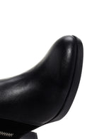 Women's Black Thick Heeled Zippered Leather Boots | Derimod