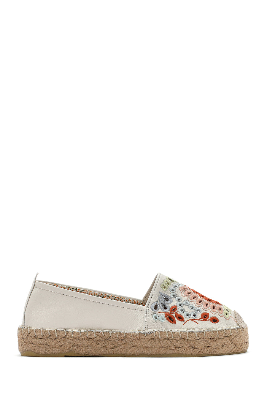 Women's Beige Patterned Leather Espadrilles 26PFD205114 | Derimod