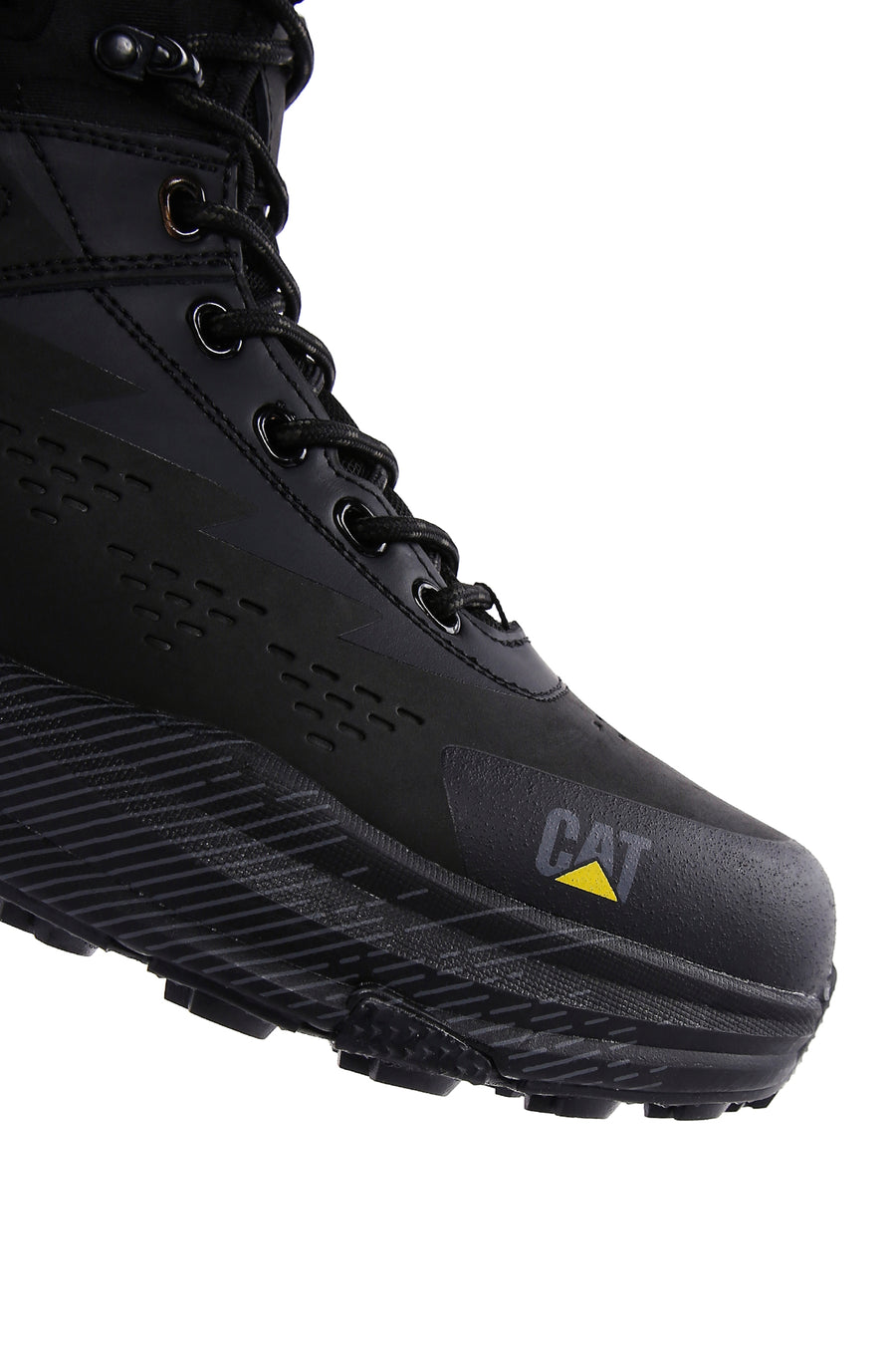 Cat Caterpillar Erkek Siyah Deri Waterproof Outdoor Bot