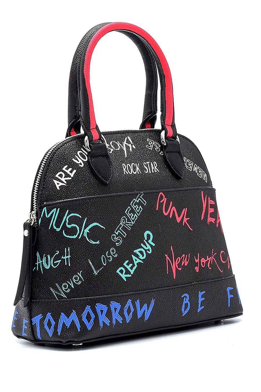 Women's Text Patterned Shoulder Bag