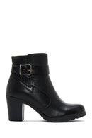 Women's Leather Buckle Heeled Boots | Derimod