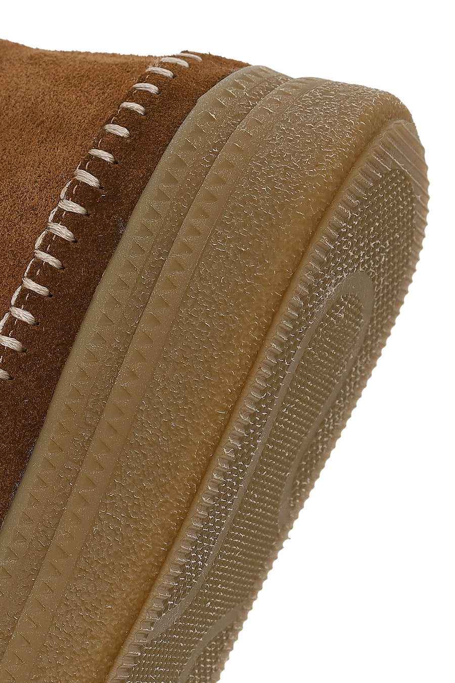 Woman Tan Zip Closure Chunky Sole Suede Teddy Boots