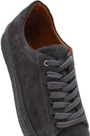 Men's Grey Lace-Up Thick-Sole Suede Leather Sneakers | Derimod