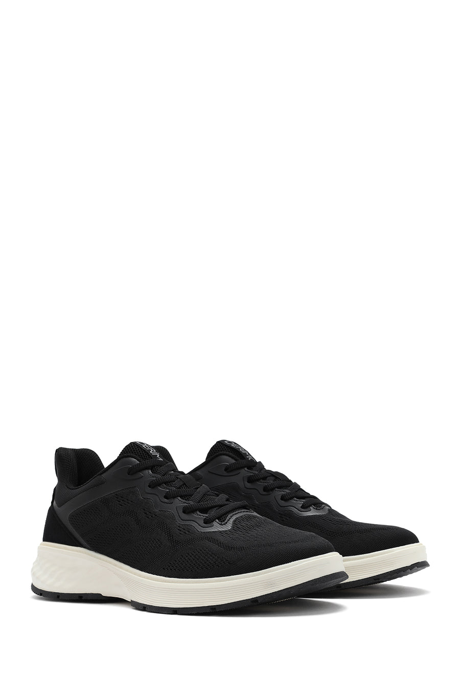 Men's Black Lace-Up Thick Sole Sneaker