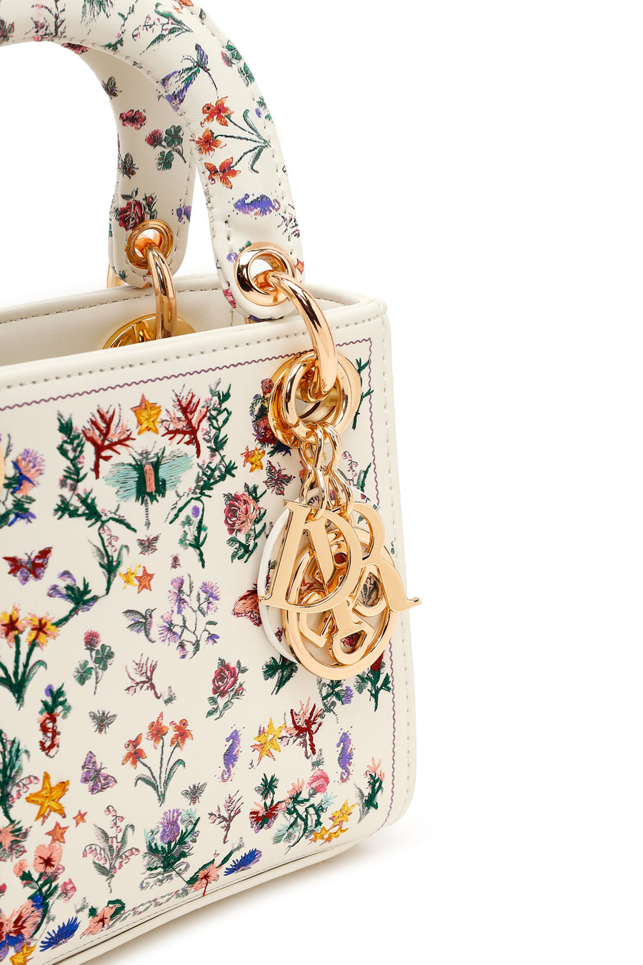 Woman Multicolored Patterned Mini Evening Bag with Long Chain Strap
