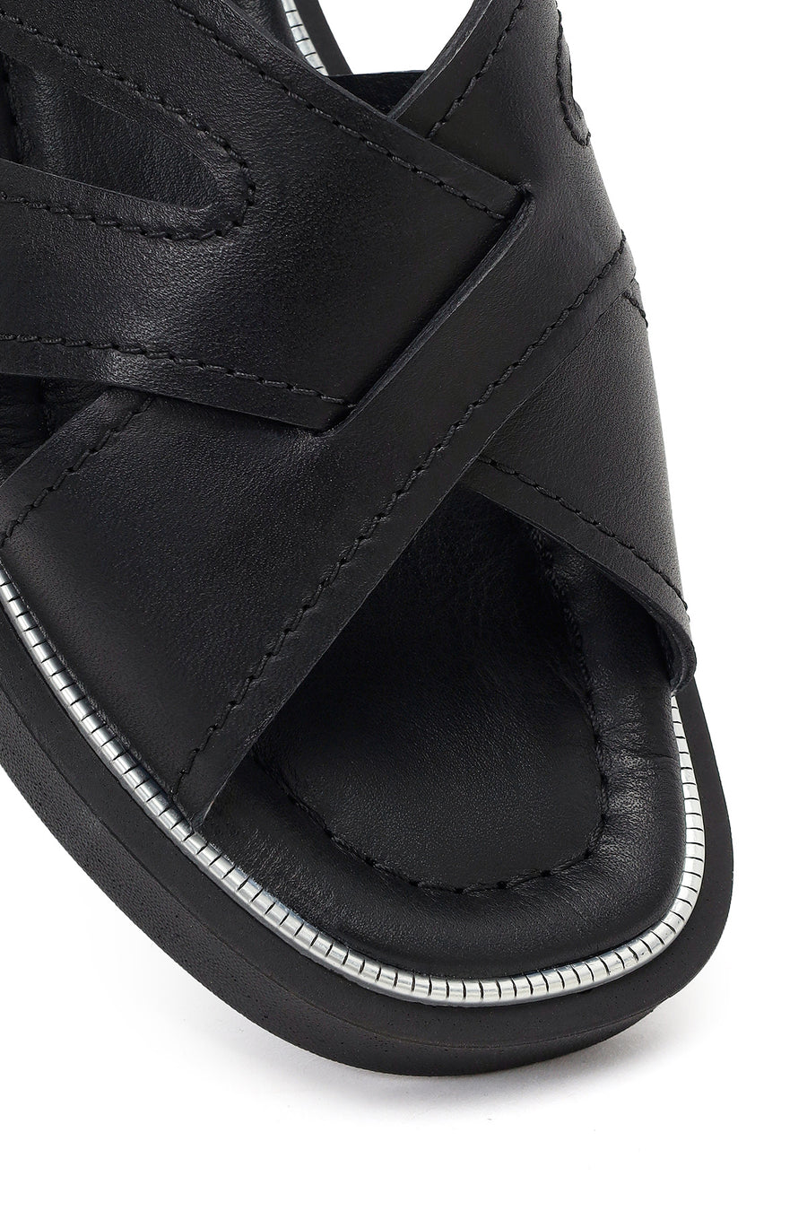 Women's Black Buckled Leather Sandals
