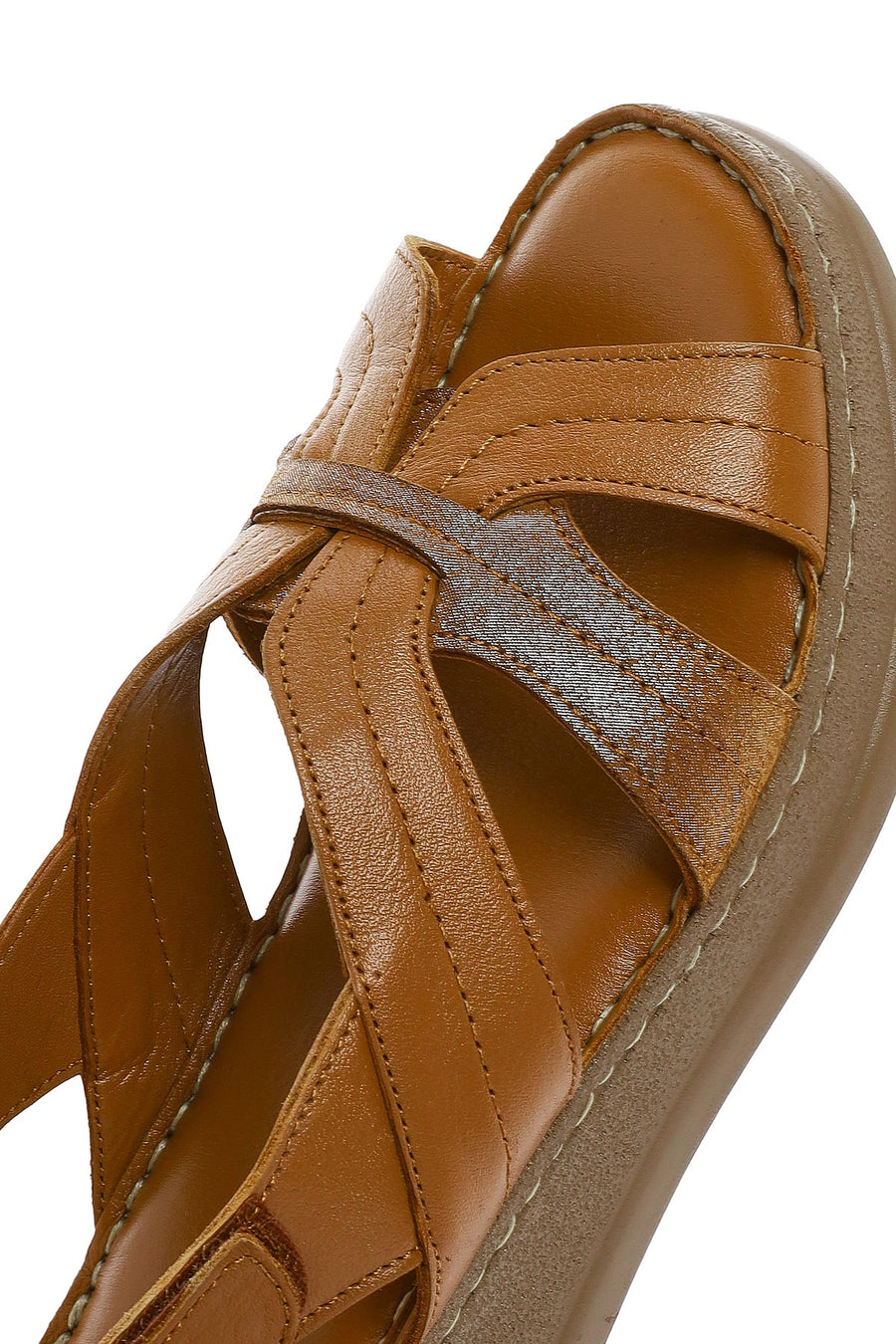 
Women's Tan Thick Sole Leather Comfort Sandal
