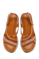 Women's Tan Leather Thick Sole Comfort Sandals | Derimod