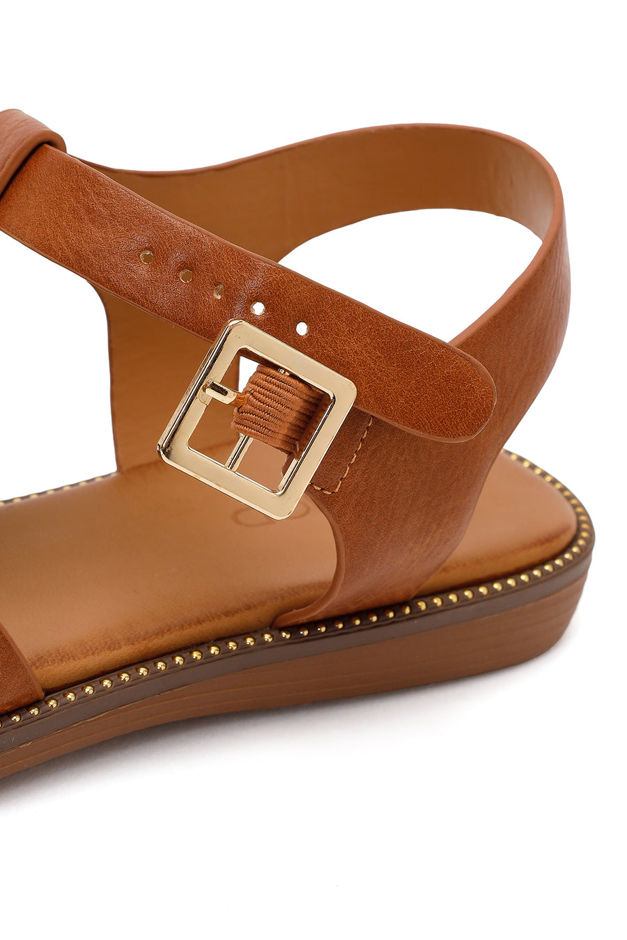 Women's Tan Ankle Buckle Sandals