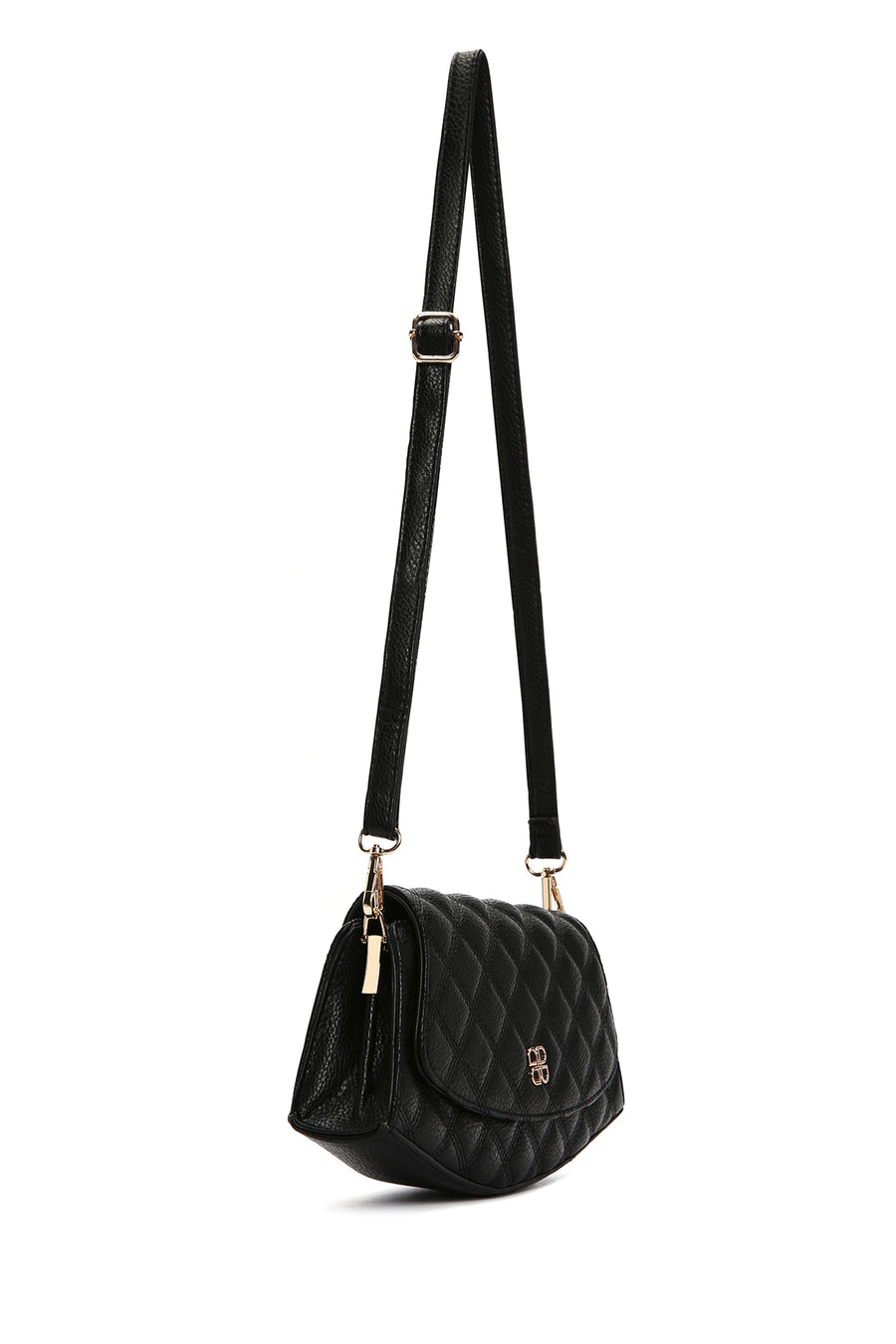 Women's Black Long Strap Quilted Shoulder Bag