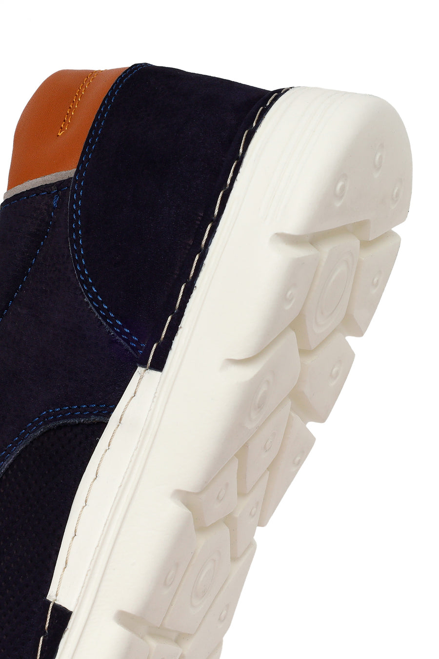 Male Navy Blue Lace-Up Nubuck Leather Casual Shoes