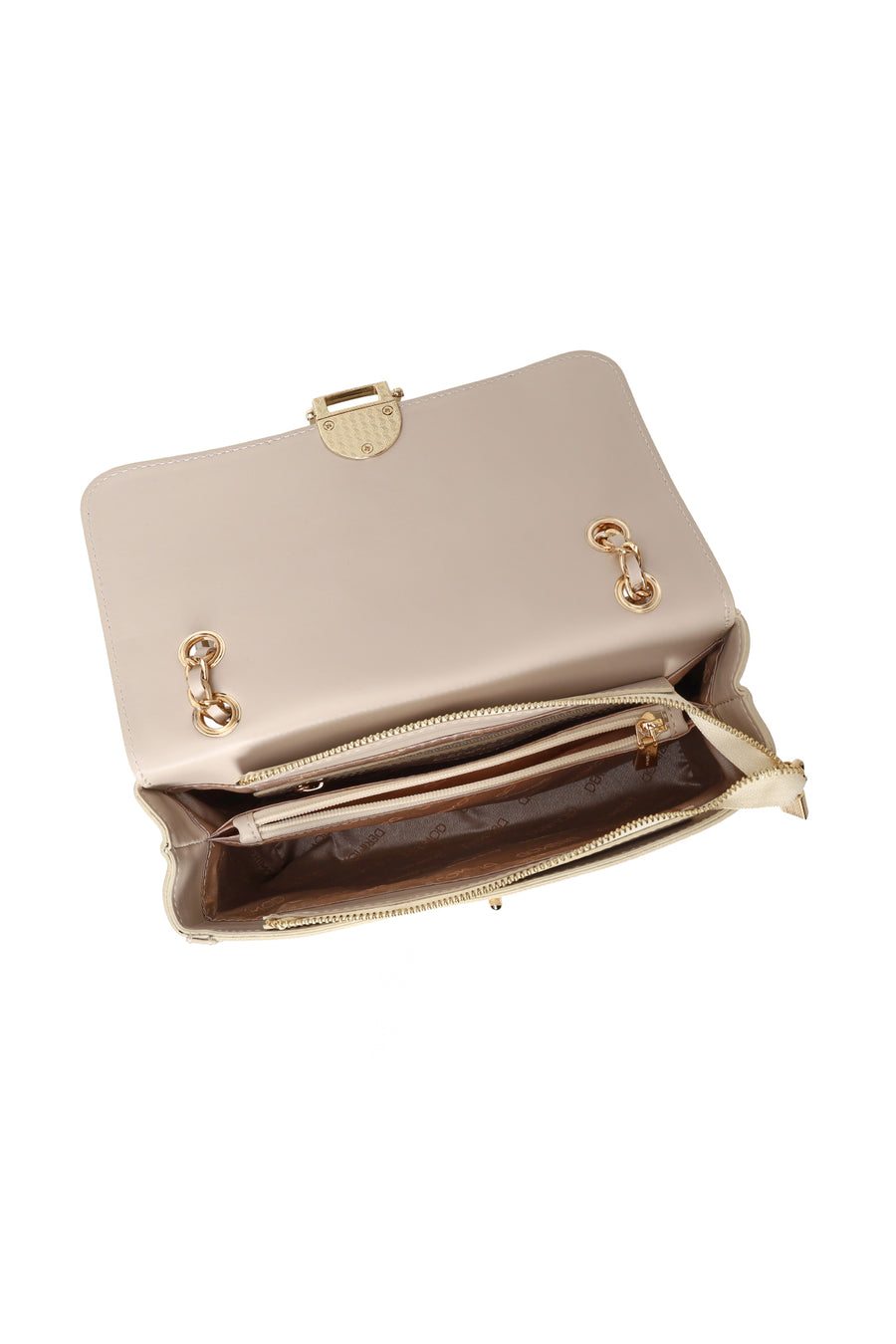 Woman Cream Chain Strap Printed Crossbody Bag