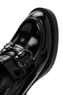 Women's Black High Thick Heel Patent Leather Masculine Loafer | Derimod