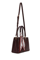 Woman Burgundy Long-Strap Accessorized Croc-Embossed Shoulder Bag | Derimod